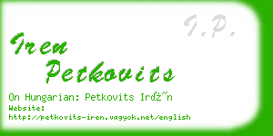 iren petkovits business card